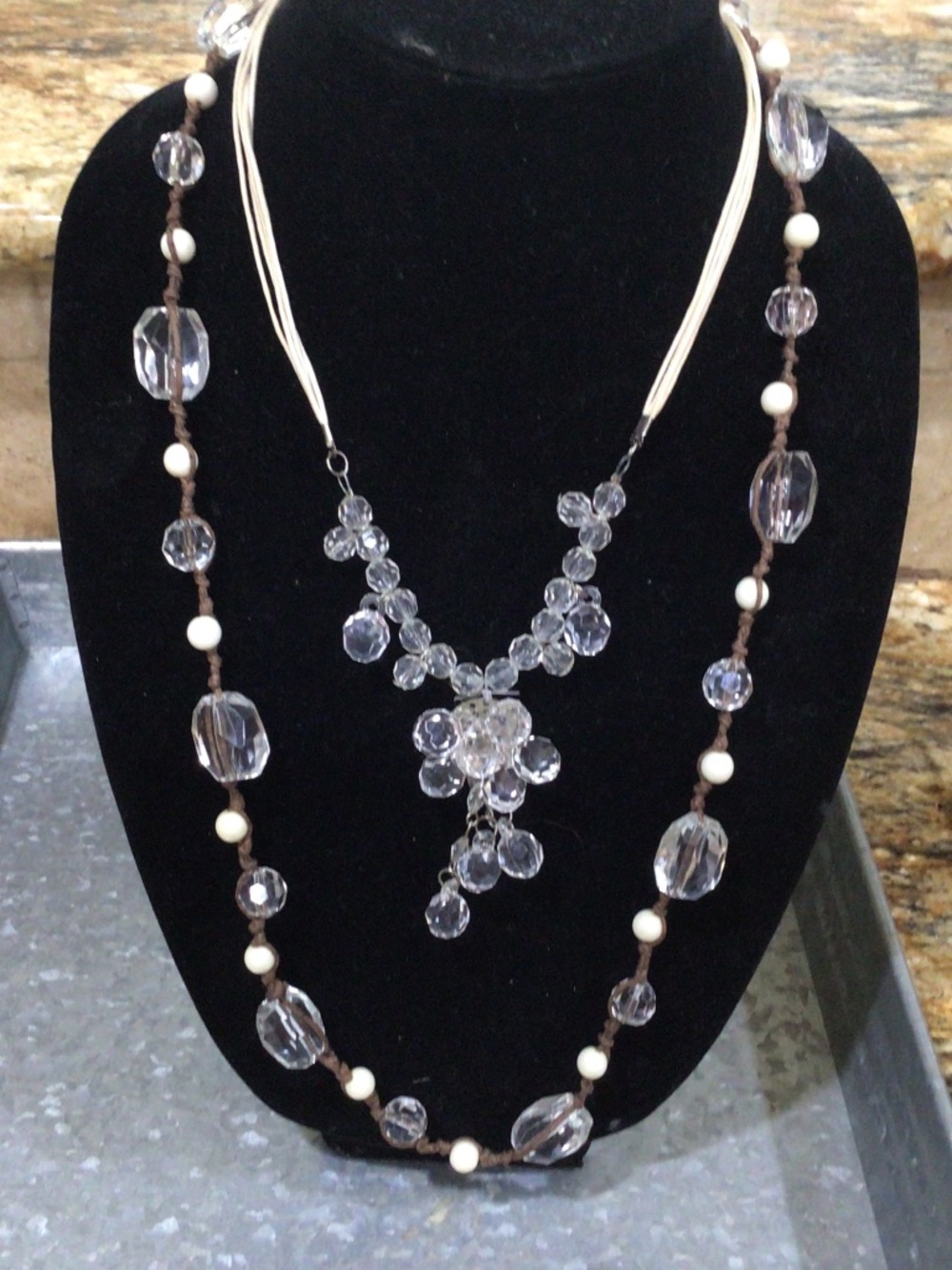 Lot of two fun necklaces. Can be worn individually or together great shape.